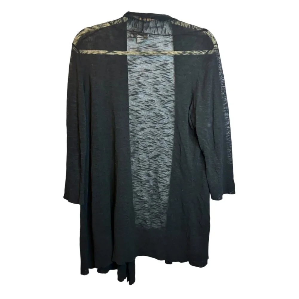 Coldwater Creek Sweater Women's XL Open‎ Front Lightweight Sheer Black